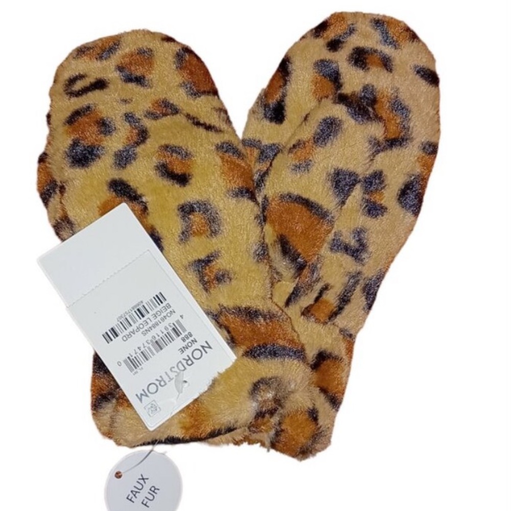 Tucker + Tate Kids Faux Fur Leopard Print Mittens - Tan, Brown, Black